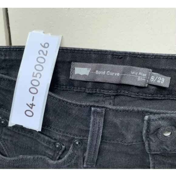 Levi's Jeans Womens 8/29 Black Bold Curve Mid Rise Straight Leg Stretch Denim - Picture 4 of 7